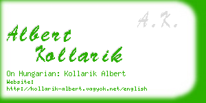 albert kollarik business card